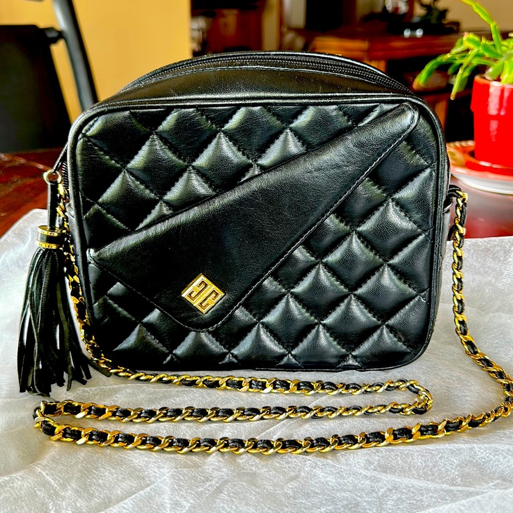Givenchy Black Quilted Crossbody with Gold Chain